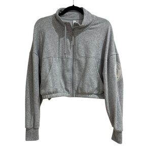 Lorna Jane Cropped Gray Zip-Up Jacket